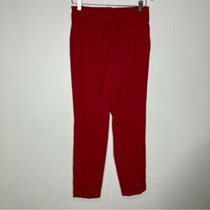 Express‎ red ankle high rise pants paperbag waist women’s size 4R dress pants